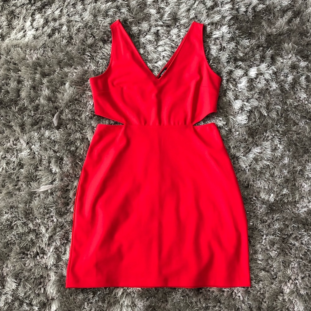 Express Red Cut Out Dress